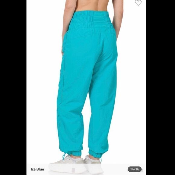 72. Ice Blue Windbreaker Smocked High Waistband Joggers NWT - Picture 2 of 4